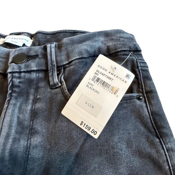 Good American Good Legs Crop Skinny Jeans Black Stretch Size 6-12 Fits All NWT - Picture 4 of 11